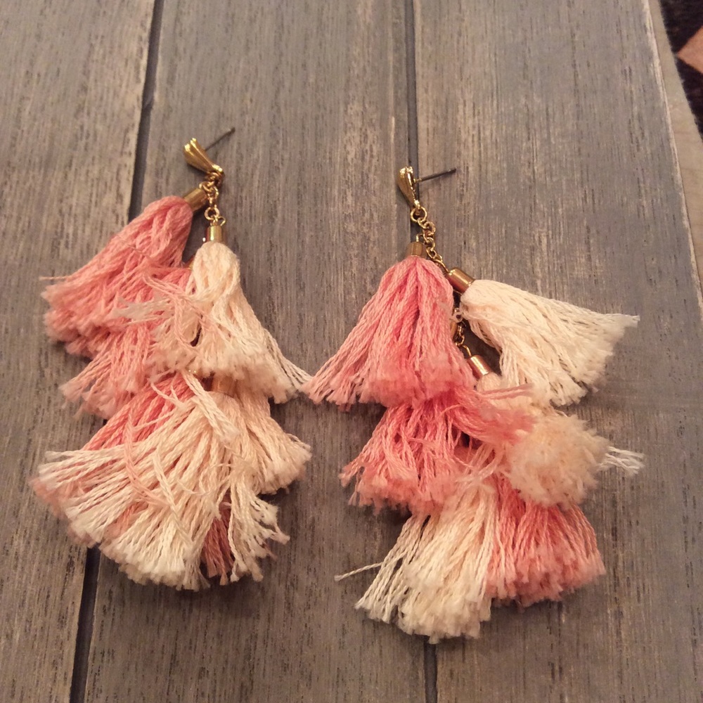 Handmade pink & white earrings